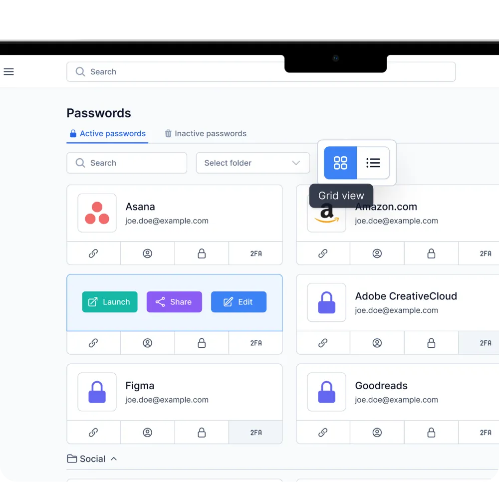 Passwords shown in the grid view in TheSecureLocker