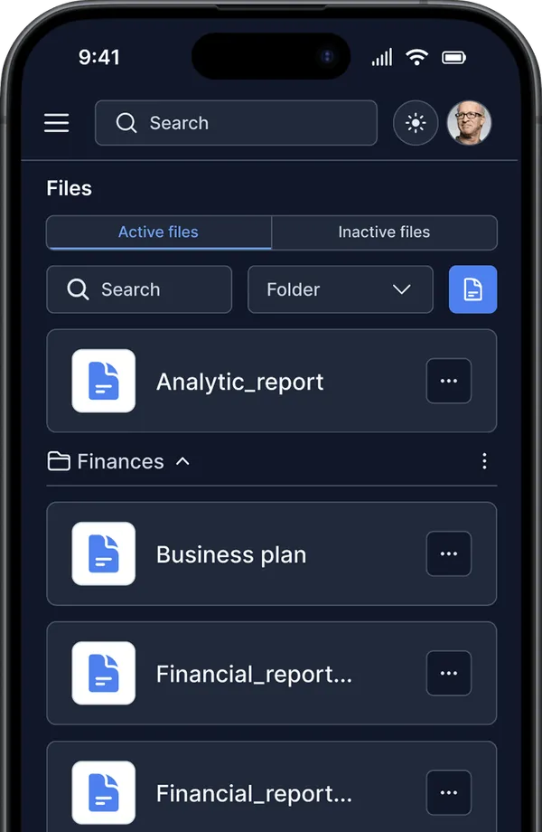 List of encrypted files in the TheSecureLocker mobile app