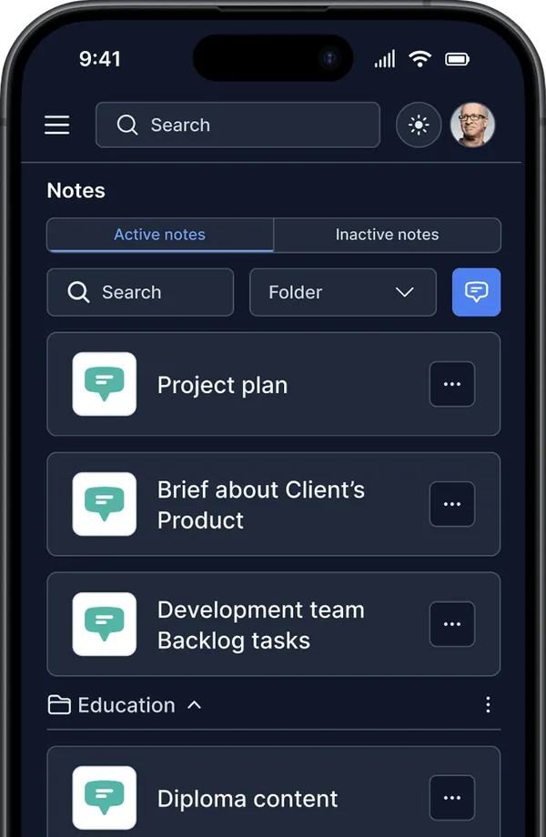 List of encrypted notes in the TheSecureLocker mobile app