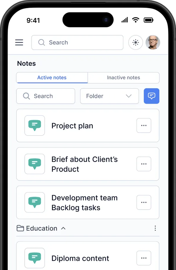 List of encrypted notes in the TheSecureLocker mobile app